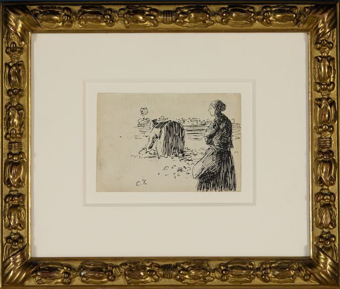 Camille Pissarro - Deux paysannes dans un champ | MasterArt